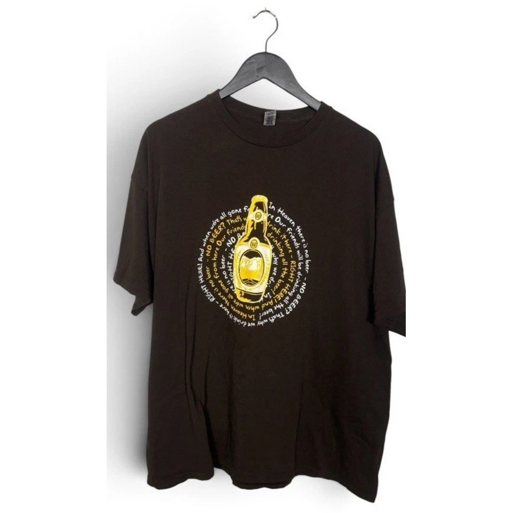 Gildan Heavy Cotton No Beer in Heaven Graphic T-Shirt Brown 2XL G500